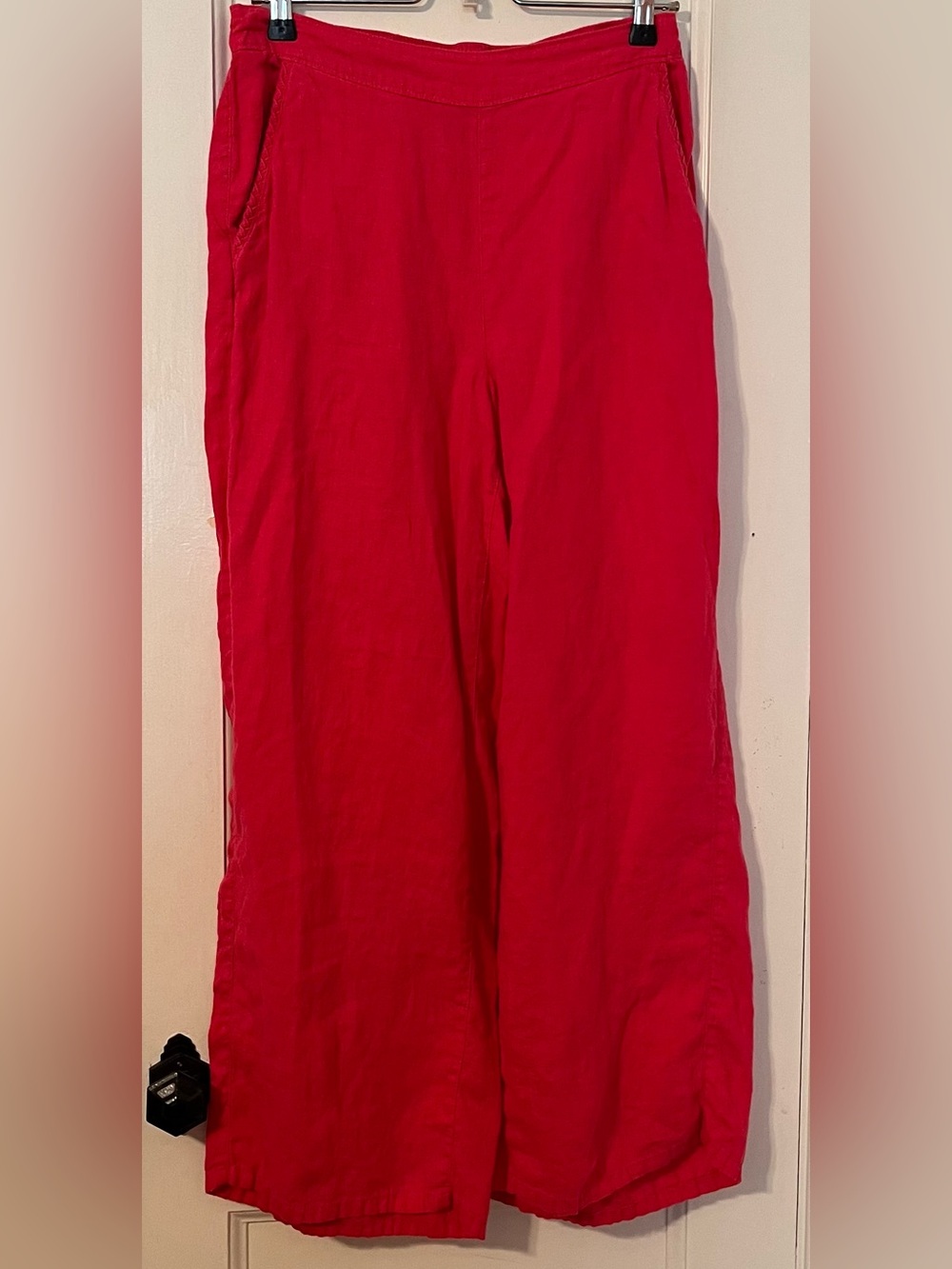 Cynthia Rowley Fuchsia Pink 100% Linen Wide Leg Pants Size M